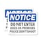 Signmission Do Not Enter Dog On Premises Police Don't Shoot OSHA Notice Sign, Vinyl Decal, 7in W x 5in L, 2PK OS-2PACK-NS-D-57-L-11178 - alternate 1